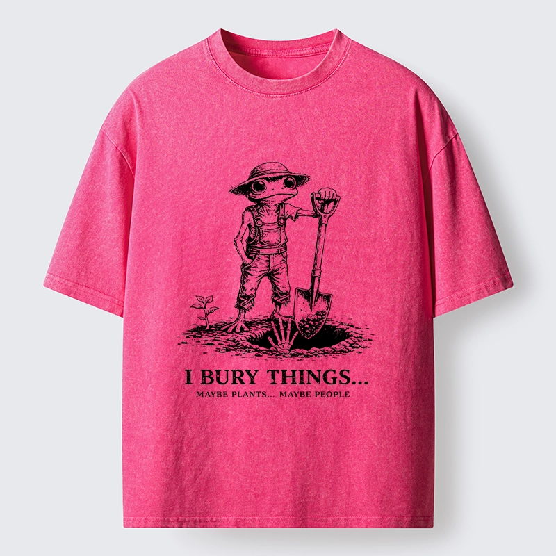 Tokyo-Tiger Frog Bury Things Funny Meme Washed T-Shirt