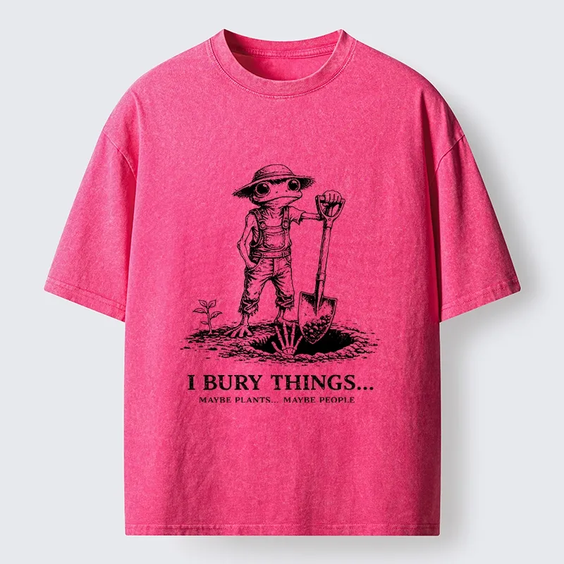 Tokyo-Tiger Frog Bury Things Funny Meme Washed T-Shirt