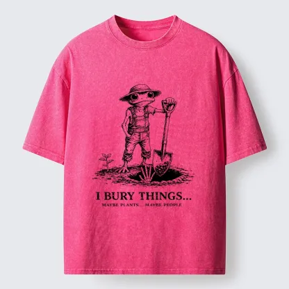 Tokyo-Tiger Frog Bury Things Funny Meme Washed T-Shirt