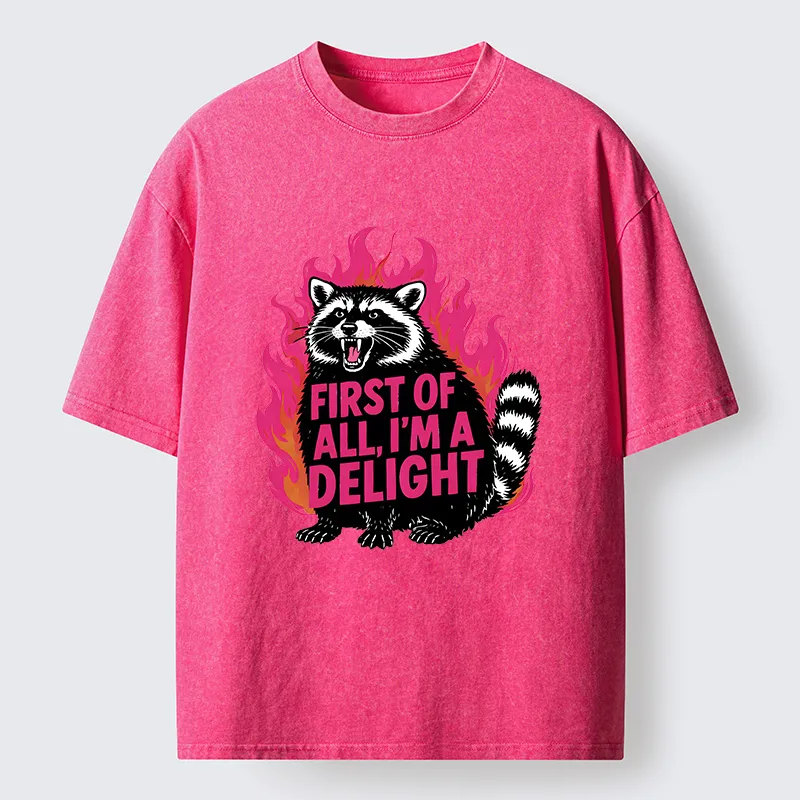 Tokyo-Tiger Angry Raccoon Funny Washed T-Shirt