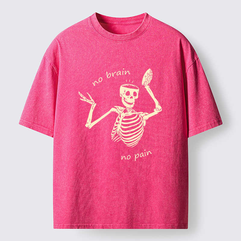 Tokyo-Tiger Skeletons Feel No Pain Washed T-Shirt