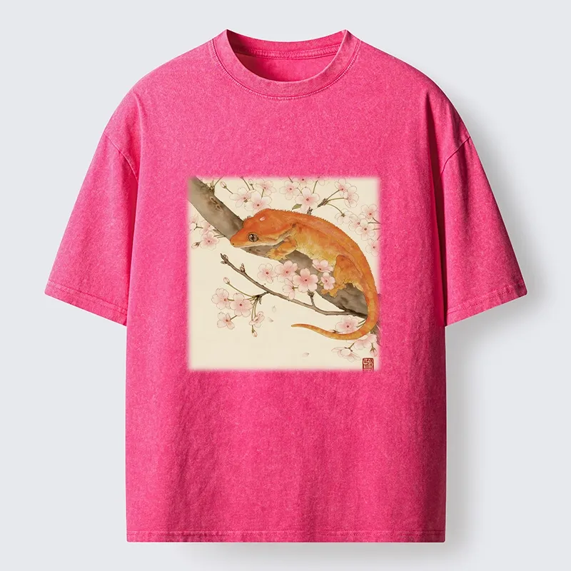 Tokyo-Tiger Sakura Gecko Japanese Washed T-Shirt