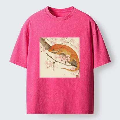 Tokyo-Tiger Sakura Gecko Japanese Washed T-Shirt