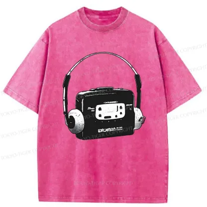 Tokyo-Tiger Retro Walkman Washed T-Shirt