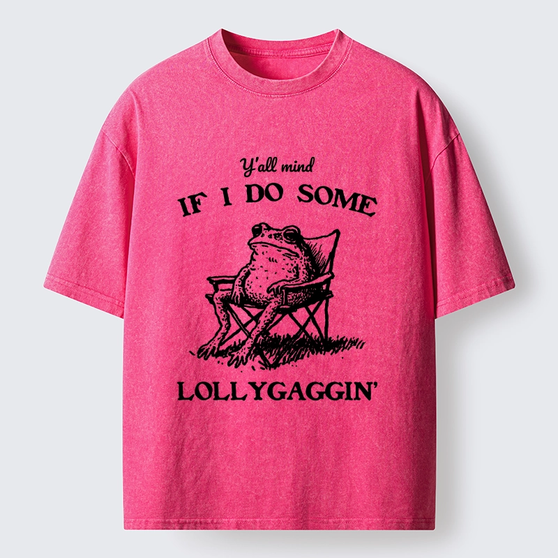 Tokyo-Tiger Funny Frog Lollygagging Washed T-Shirt