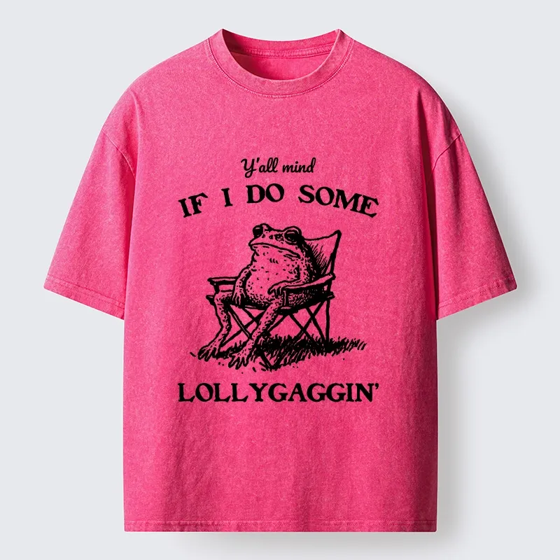 Tokyo-Tiger Funny Frog Lollygagging Washed T-Shirt