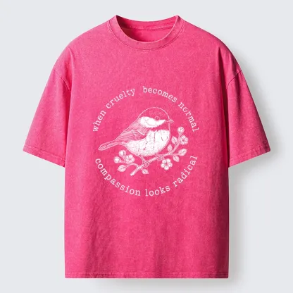 Tokyo-Tiger Anti Cruelty Bird Washed T-Shirt