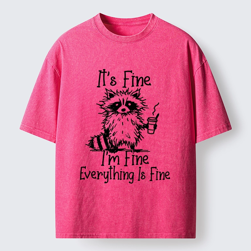 Tokyo-Tiger Raccoon Fine Meme Washed T-Shirt