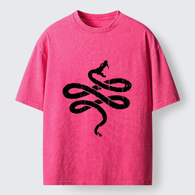 Tokyo-Tiger Black Snake Brush Art Washed T-Shirt