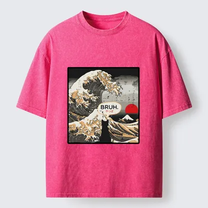 Tokyo-Tiger Great Wave Cat Bruh Washed T-Shirt