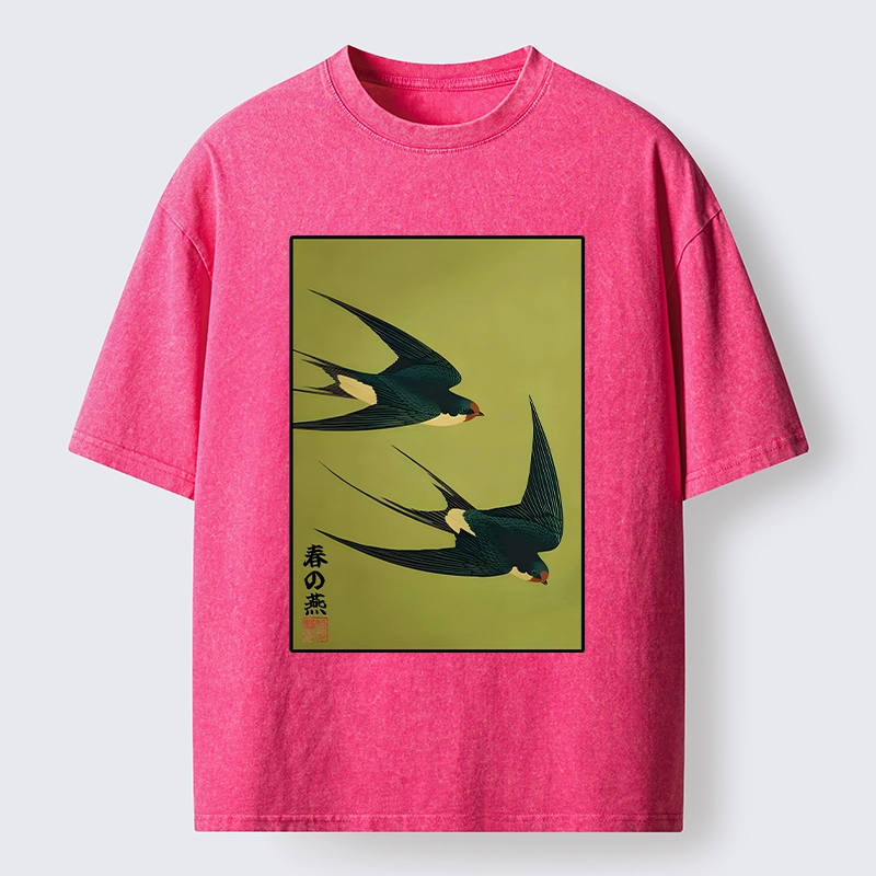 Tokyo-Tiger Spring Birds Of Peace Washed T-Shirt