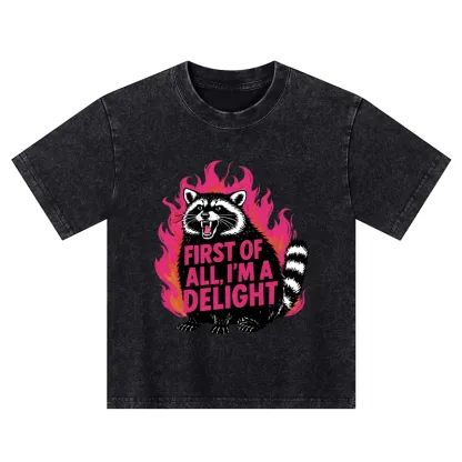 Tokyo-Tiger Angry Raccoon Funny Kids Washed T-Shirt