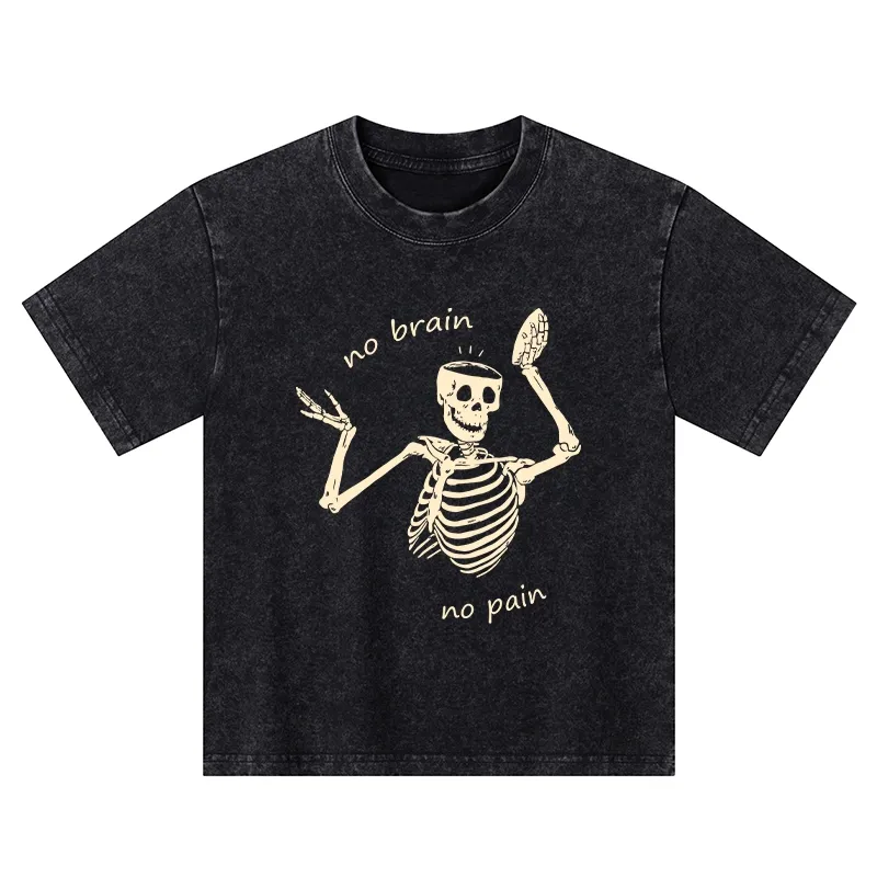 Tokyo-Tiger Skeletons Feel No Pain Kids Washed T-Shirt Sale
