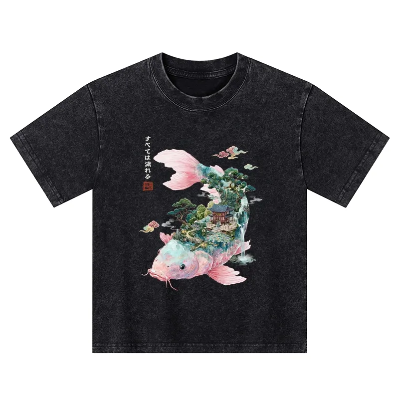 Tokyo-Tiger Journey Of The Flowing Koi Kids Washed T-Shirt Sale