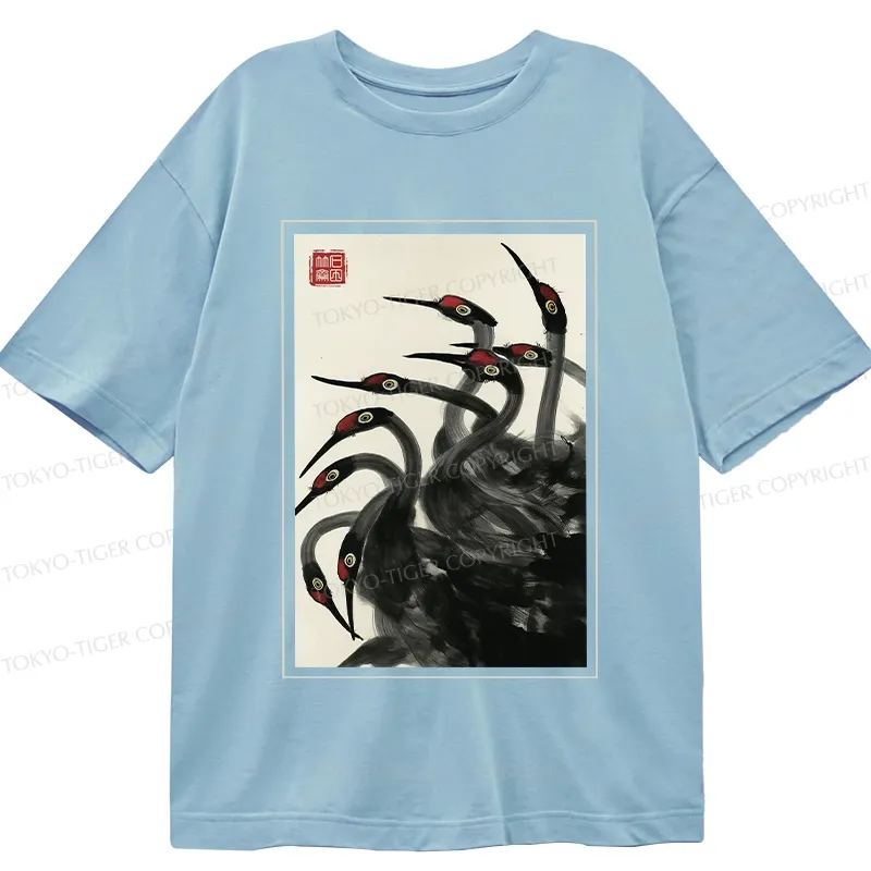 Tokyo-Tiger Retro Red Crowned Crane Classic T-Shirt