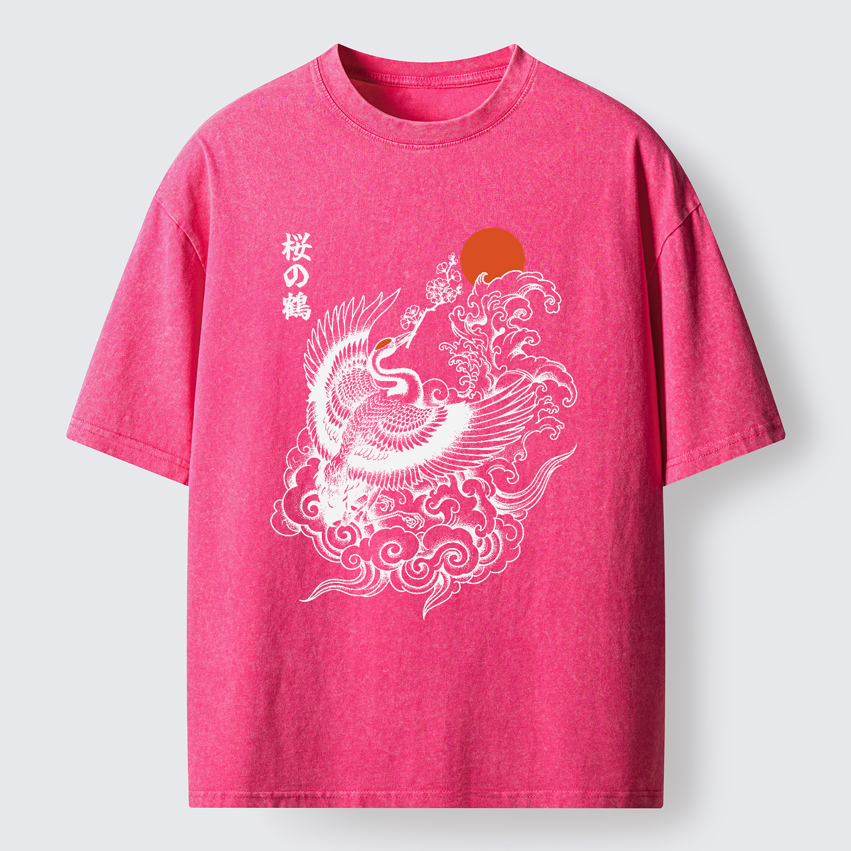 Tokyo-Tiger Sakura Crane In Flight Washed T-Shirt