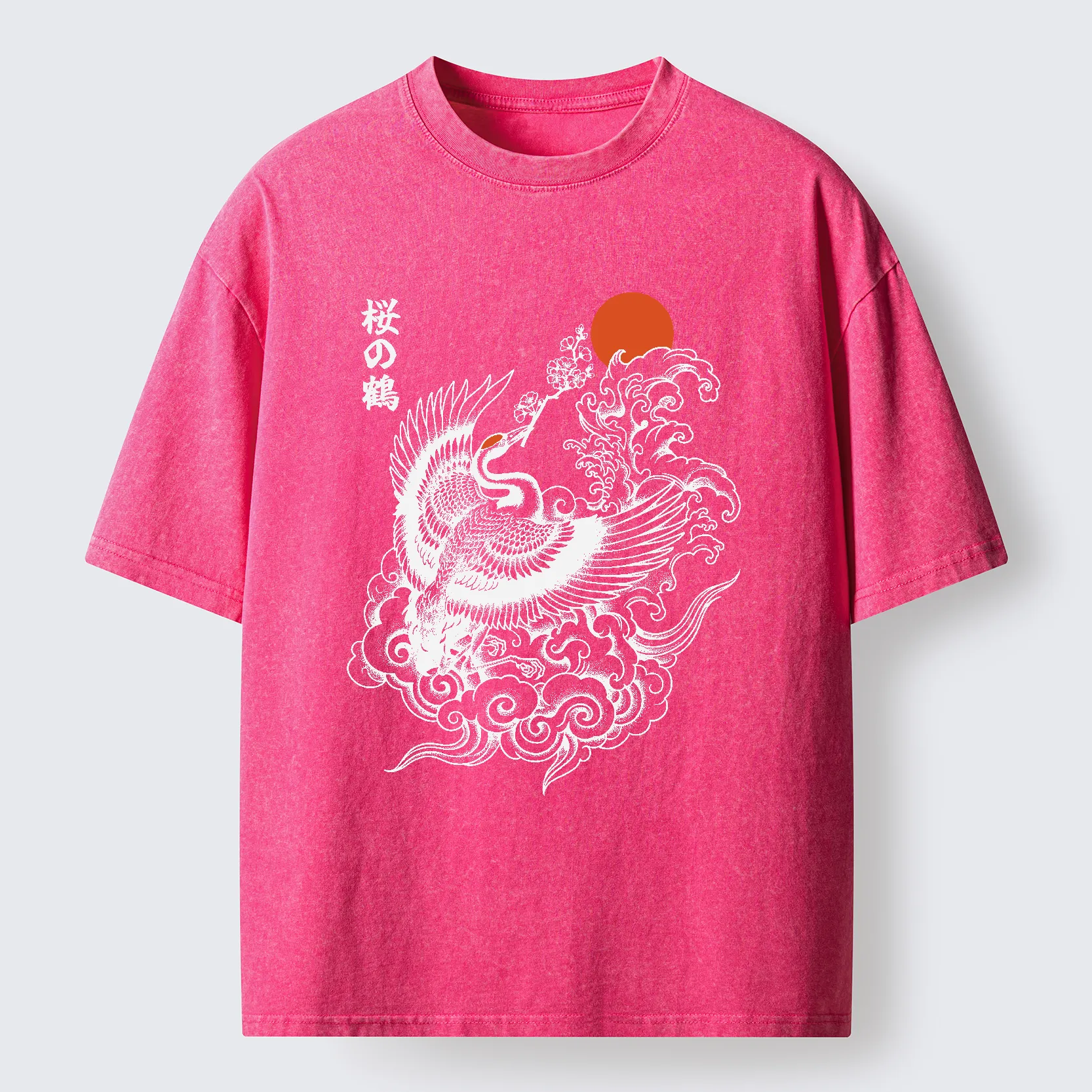 Tokyo-Tiger Sakura Crane In Flight Washed T-Shirt