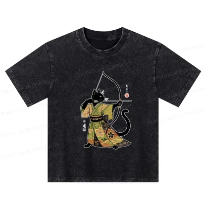 Tokyo-Tiger Japan Cat Archery Kids Washed T-Shirt
