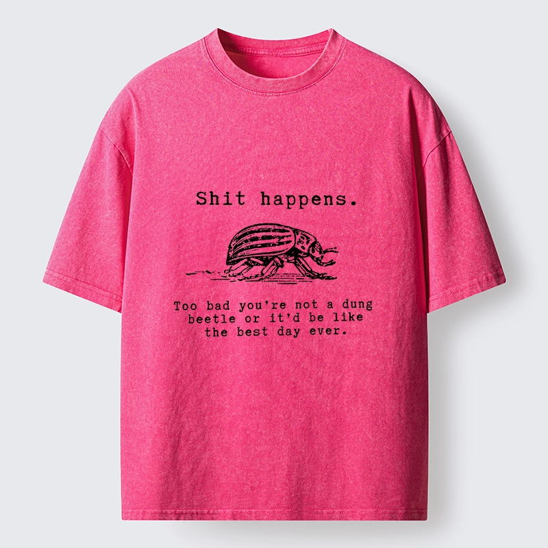 Tokyo-Tiger Funny Dung Beetle Life Philosophy Washed T-Shirt