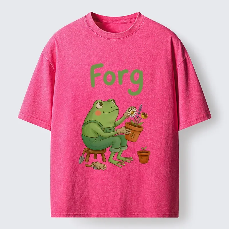 Tokyo-Tiger Cute Frog Gardening Meme Washed T-Shirt