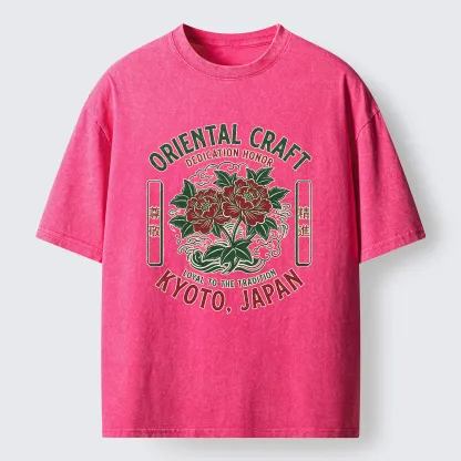 Tokyo-Tiger Elegant Oriental Craft Washed T-Shirt
