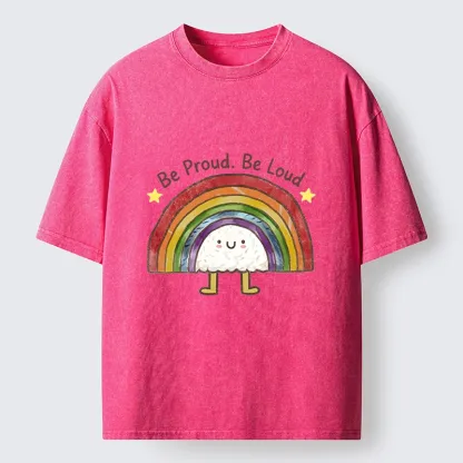 Tokyo-Tiger Rainbow Rice Ball Pride Art Washed T-Shirt