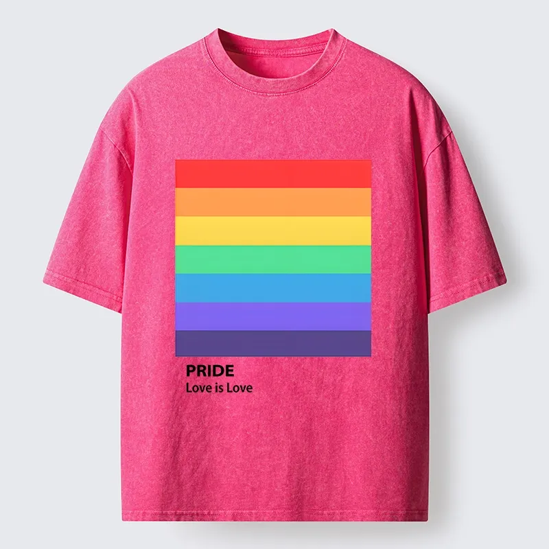 Tokyo-Tiger Pride Month Rainbow Flag Art Washed T-Shirt