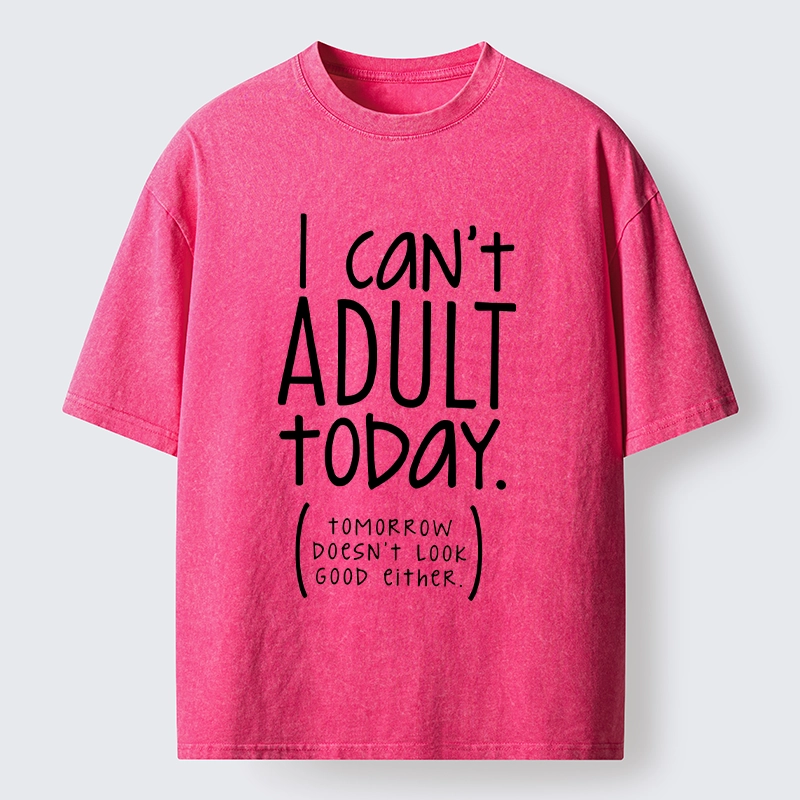 Tokyo-Tiger No Adulting Today Relatable Meme Washed T-Shirt