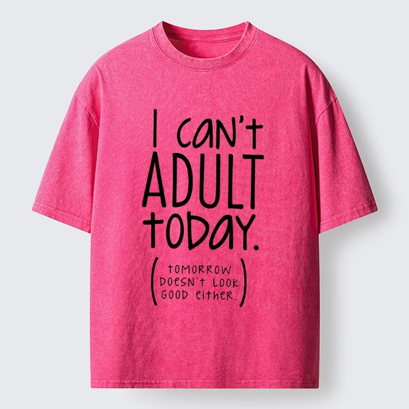 Tokyo-Tiger No Adulting Today Relatable Meme Washed T-Shirt