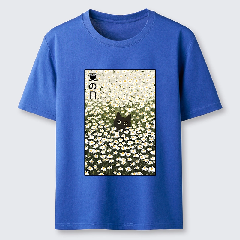 Tokyo-Tiger Summer Day Daisies Black Cat Classic T-Shirt