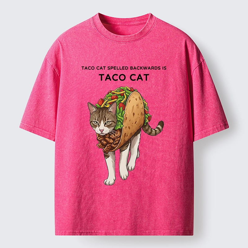 Tokyo-Tiger Cat In A Taco Shell Washed T-Shirt