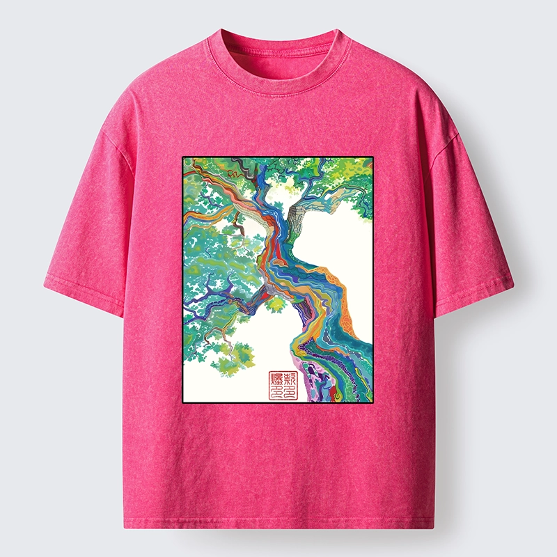 Tokyo-Tiger Colorful Magic Tree Washed T-Shirt