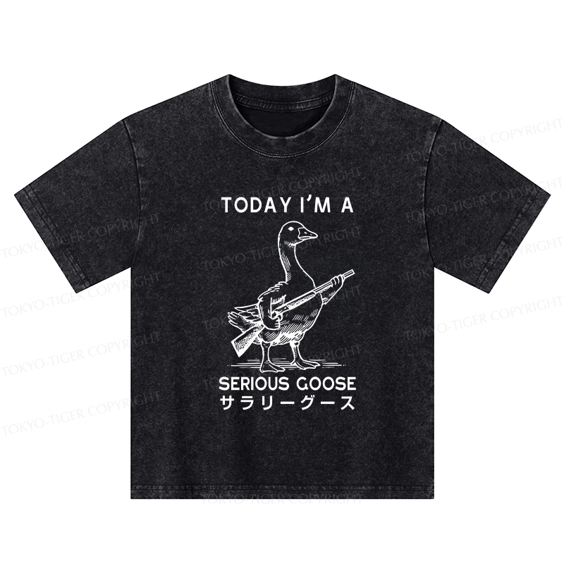 Tokyo-Tiger Serious Stupid Goose Kids Washed T-Shirt
