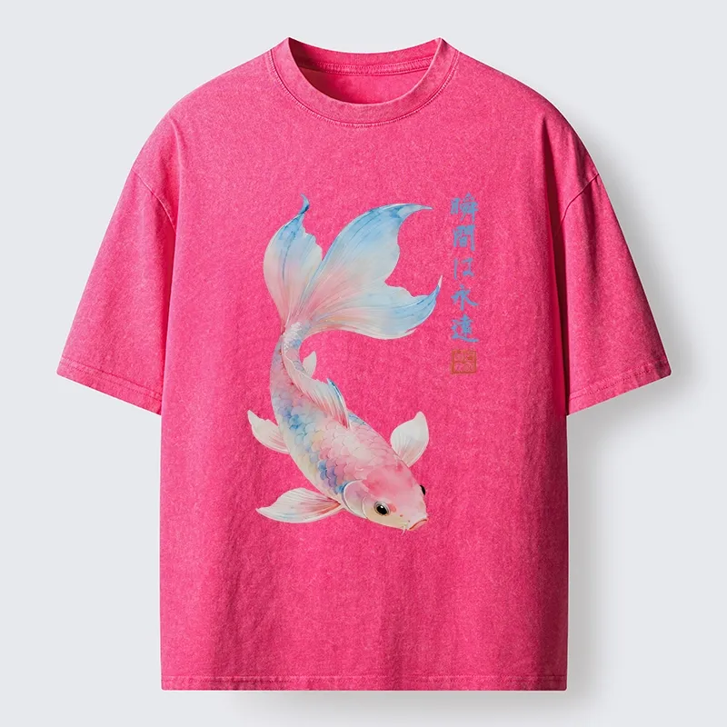 Tokyo-Tiger Koi Fish Dreamy Hues Washed T-Shirt