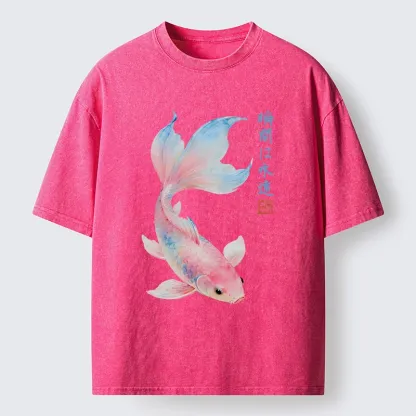 Tokyo-Tiger Koi Fish Dreamy Hues Washed T-Shirt