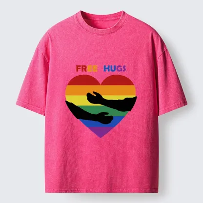 Tokyo-Tiger Spread Love With Free Hugs Washed T-Shirt
