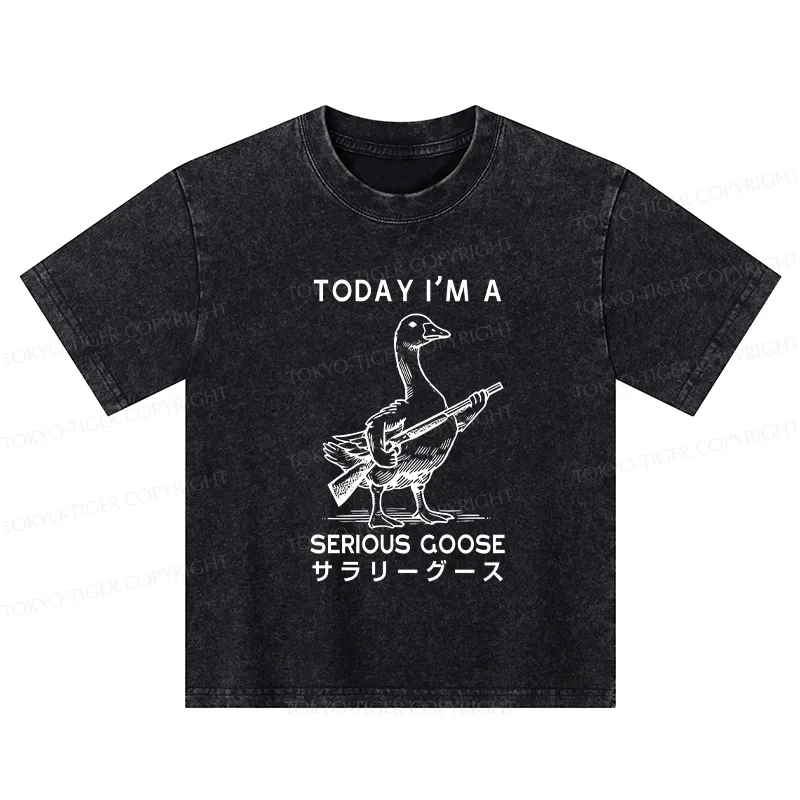 Tokyo-Tiger Serious Stupid Goose Kids Washed T-Shirt