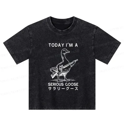 Tokyo-Tiger Serious Stupid Goose Kids Washed T-Shirt