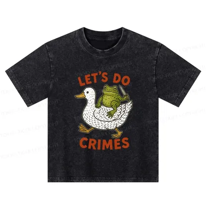 Tokyo-Tiger Frog Ready To Commit Crime Kids Washed T-Shirt