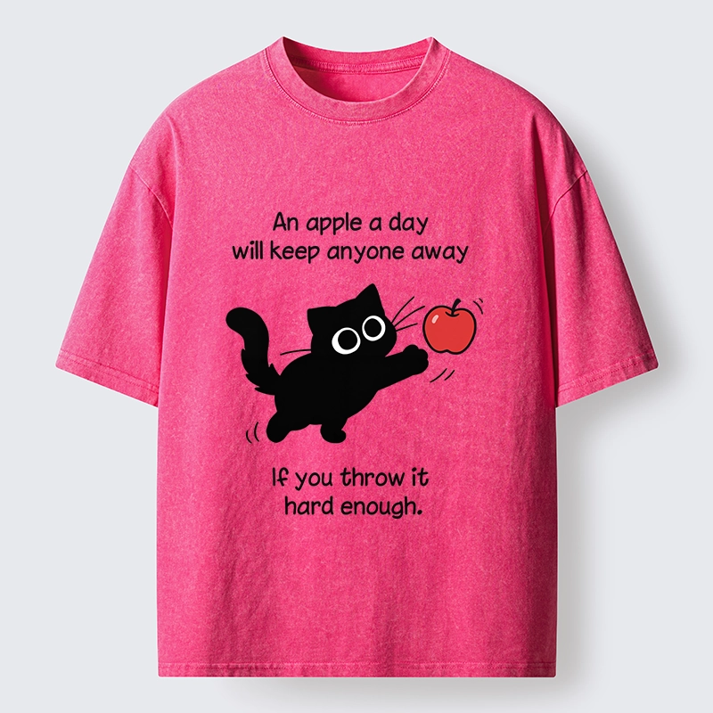 Tokyo-Tiger Funny Cat Throwing Apple Meme Washed T-Shirt