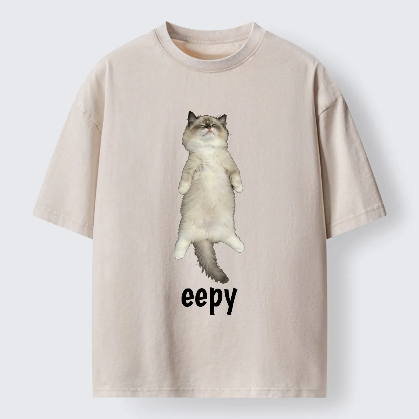 Tokyo-Tiger Cute Eepy Cat Washed T-Shirt