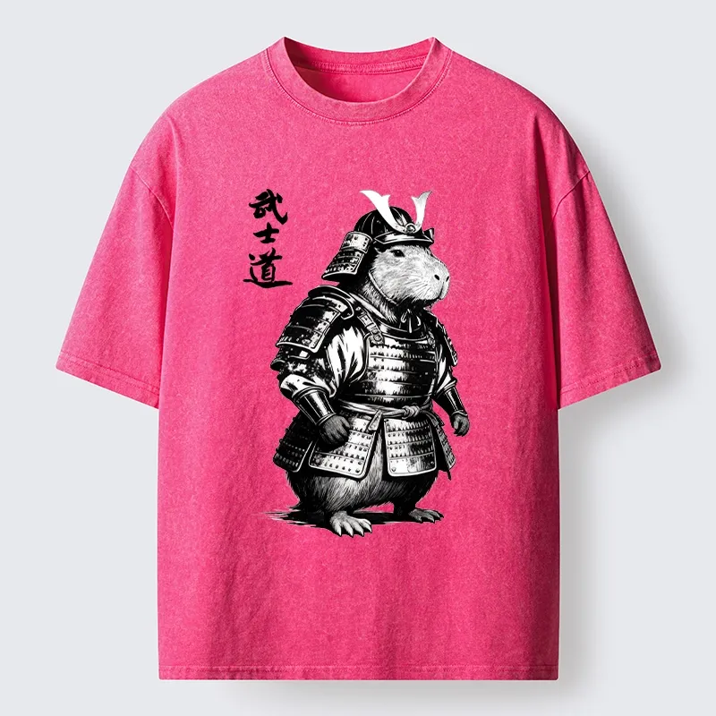 Tokyo-Tiger Capybara Samurai No Fear Washed T-Shirt