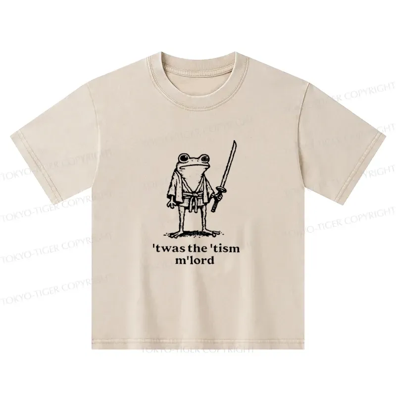 Tokyo-Tiger Focused Samurai Frog Kids Washed T-Shirt