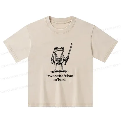 Tokyo-Tiger Focused Samurai Frog Kids Washed T-Shirt