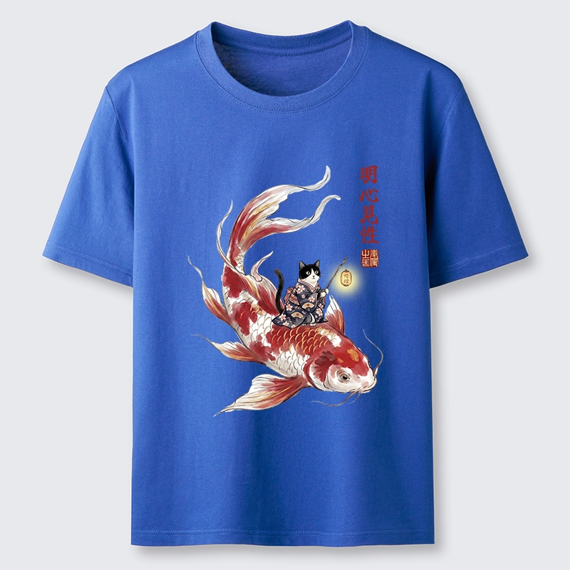 Tokyo-Tiger Cute Kimono Cat On Koi Fish Classic T-Shirt