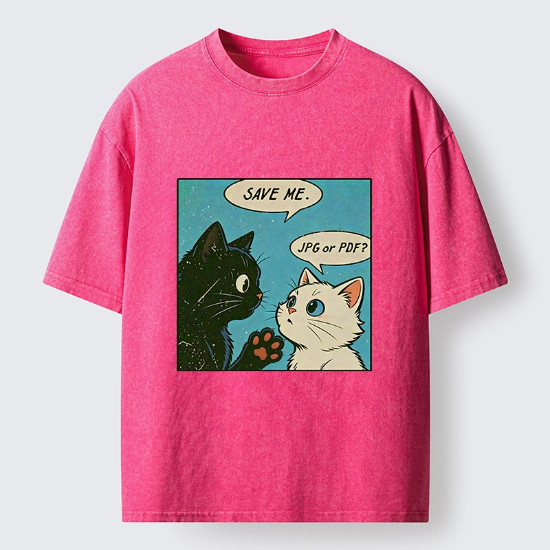 Tokyo-Tiger Black White Cat Office Meme Washed T-Shirt