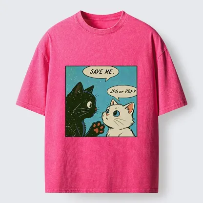 Tokyo-Tiger Black White Cat Office Meme Washed T-Shirt