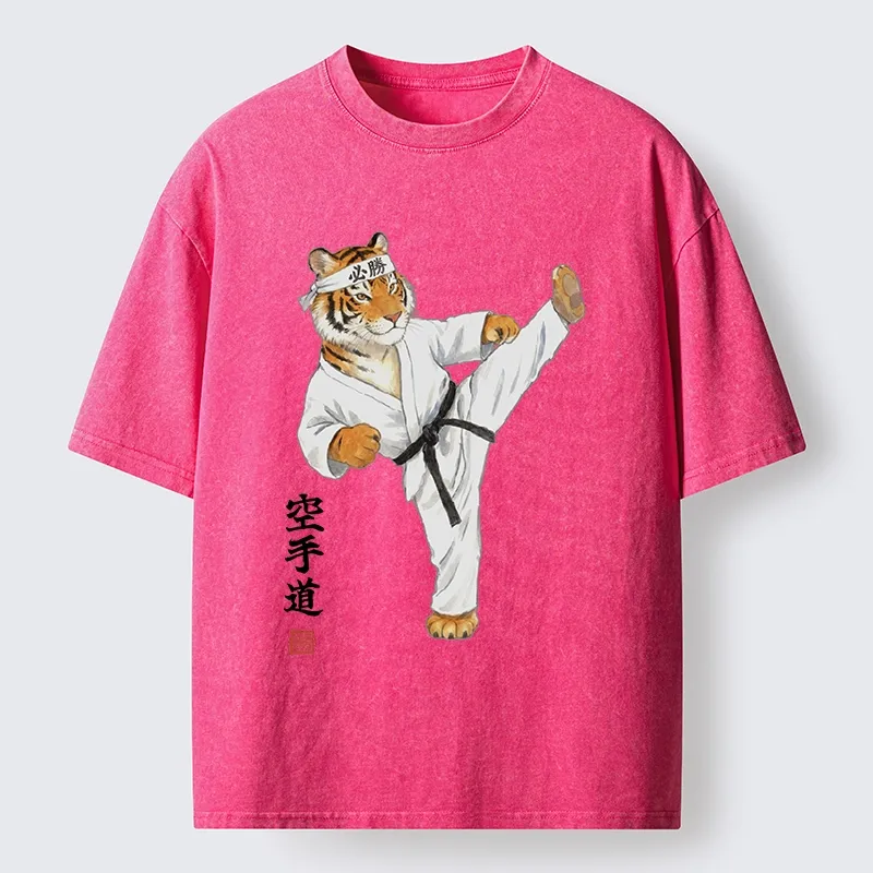 Tokyo-Tiger Karate Kick Tiger Washed T-Shirt