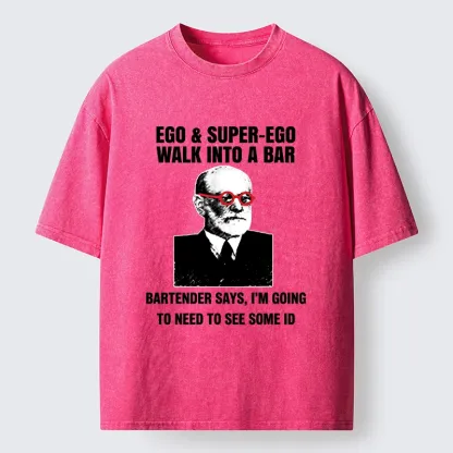 Tokyo-Tiger Funny Psychology Bar Joke Washed T-Shirt