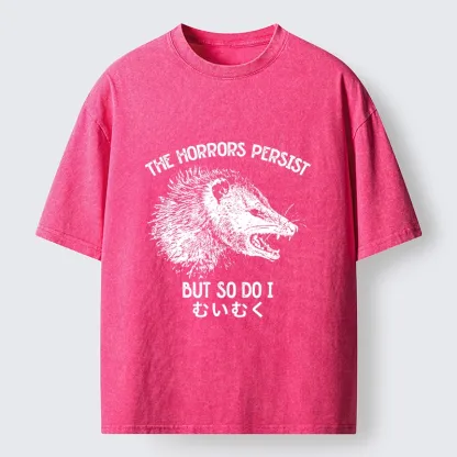 Tokyo-Tiger Raccoon Dark Humor Quote Washed T-Shirt